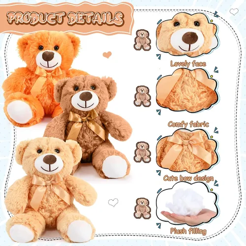 Miniatura 3 de Liliful 24 peluches de oso de 14 pulgadas, a granel, regalo de felpa suave para niños y niñas, regalo de cumpleaños, baby shower, boda, festival