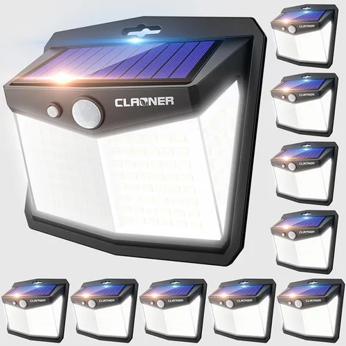 Miniatura 13 de Claoner - Luces solares con sensor de movimiento [128 LED/4 paquetes], luces para exterior con 3 modos de iluminación con 270° de angulo