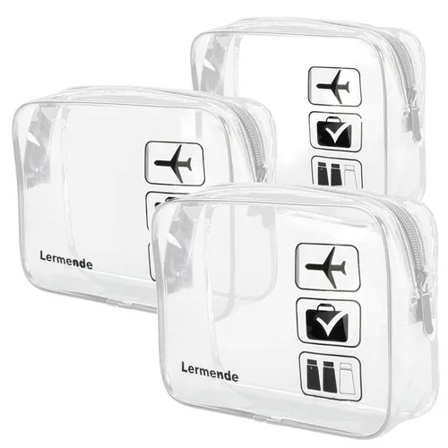 Miniatura 9 de Lermende - Bolsa de aseo, 2 unidades, transparente, aprobada por la TSA, bolsa de viaje de un cuarto, tamaño 3-1-1 Negro