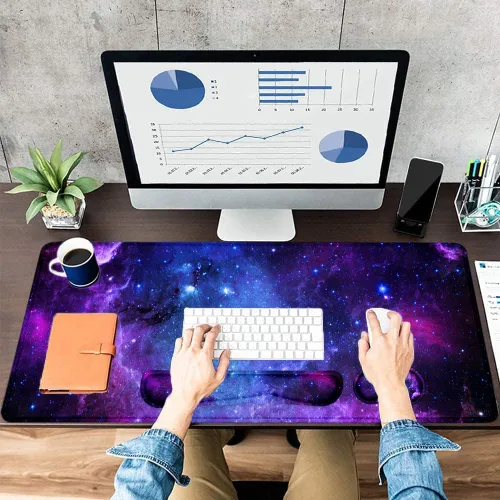 Miniatura 8 de LATEEFAH Alfombrilla de mouse con reposamuñecas, alfombrilla de escritorio + juego de reposamuñecas para teclado, almohadilla de escritorio para 4