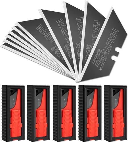 Miniatura 10 de HAUTMEC SK2H HT0265 - Cuchillas de corte de caja con dispensador de seguridad y revestimiento negro resistente al óxido, cuchillas de repuesto ultra