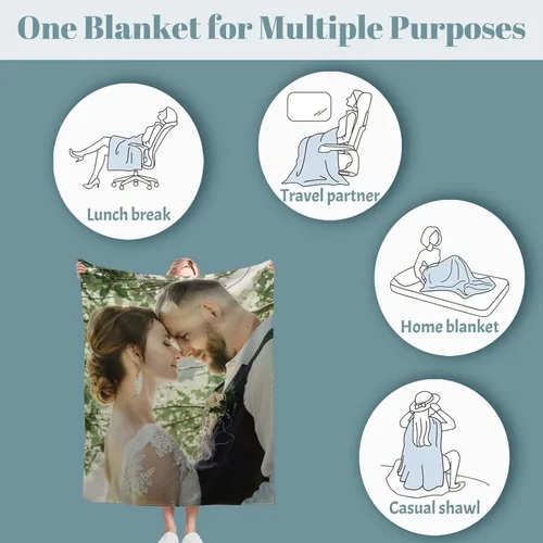 Miniatura 3 de Manta personalizada con diseño fotográfico de tu texto, mantas personalizadas, regalos personalizados (1 foto, 40 x 30 pulgadas)