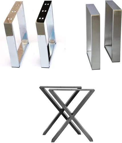 Miniatura 7 de Juego de 2 patas rectangulares de acero inoxidable de 16 pulgadas, patas de mesa de centro de metal resistente, patas de mesa de café, patas de mesa