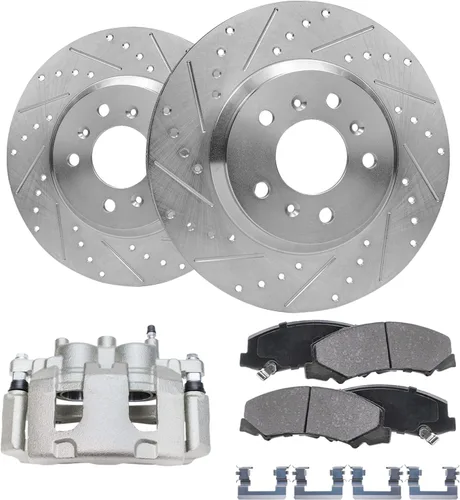 Miniatura 51 de Detroit Axle - 4 rotores de freno para Chevrolet Cruze Volt Orlando Verano, rotores de freno de disco perforados y ranurados de repuesto : rotor