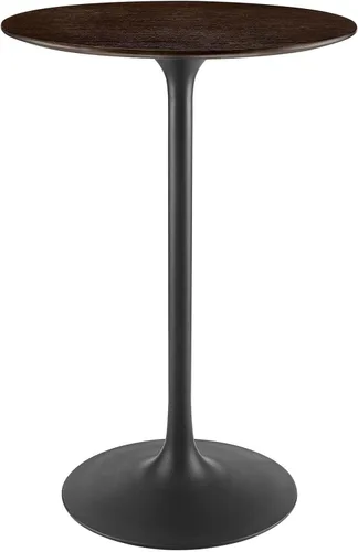Modway Lippa - Mesa redonda de bar moderna de mediados de siglo de grano de madera de 28 pulgadas en nogal cereza negro