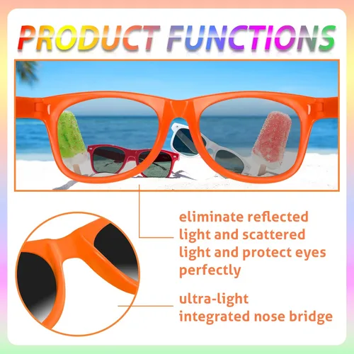 Miniatura 6 de INNOCHEER Gafas de sol de fiesta para niños con protección UV400, gafas de sol de neón para niños y niñas, gran regalo para recuerdos de fiesta