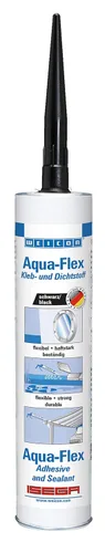WEICON Aqua-Flex | Sellador impermeable y adhesivo para uso bajo el agua | Cartucho de 10.5 onzas | Bonds superficies húmedas | Flexible y pintable