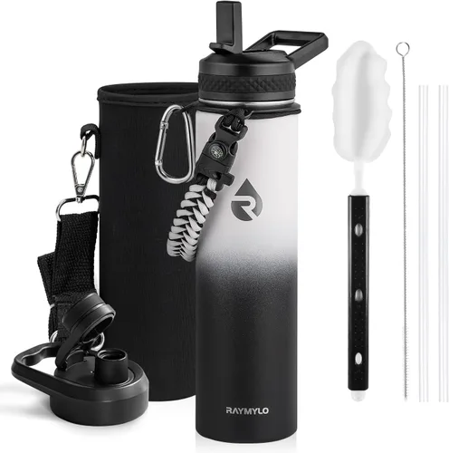 Miniatura 72 de RAYMYLO Botella de agua aislada de 24 onzas, de acero inoxidable con triple pared al vacío (fría durante 48 horas, caliente durante 24 horas), a