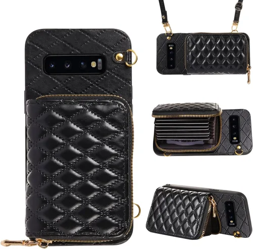 Miniatura 37 de Funda cartera desmontable con correa cruzada para Samsung Galaxy S20 FE 5G 6.5 pulgadas con cremallera, múltiples ranuras para tarjetas, soporte