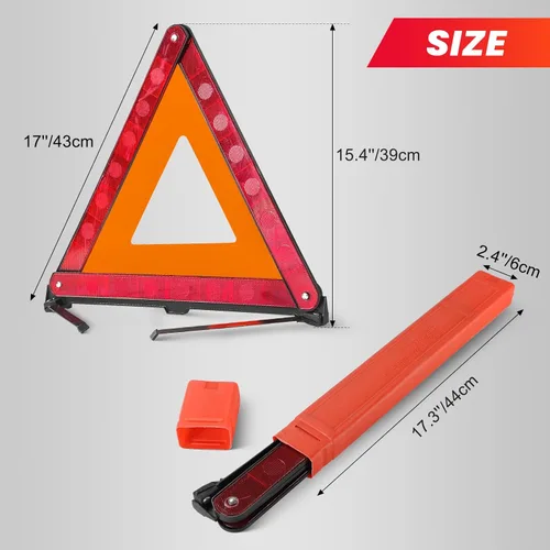 Miniatura 2 de DASBET Triángulos de advertencia de emergencia Triángulo de seguridad en carretera, paquete de 3 triángulos reflectantes plegables de advertencia
