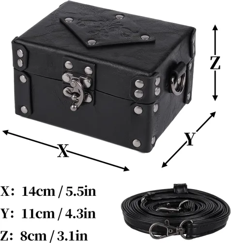 Miniatura 6 de HiiFeuer Caja medieval de alquimia de piel sintética con 12 viales de poción de corcho, bolsa cruzada portátil de fantasía, soporte para dados Dnd
