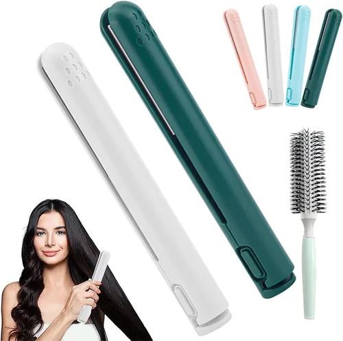 Miniatura 11 de Mini rizador de doble propósito, mini alisador de pelo y rizador 2 en 1, fuente de alimentación USB, rizador de viaje, alisador de pelo portátil