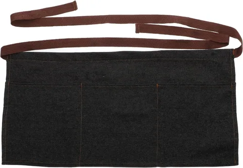 Toyvian Delantal unisex de medio servicio, delantal corto de mezclilla con 3 bolsillos para trabajo, restaurante, hogar y cocina (negro), 23.6 x