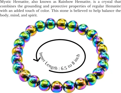 Miniatura 500 de Amazing Gemstone Pulsera de cristal para mujeres y hombres, pulsera de cristal curativo de protección, pulsera elástica con cuentas de piedras