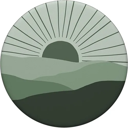 Miniatura 3 de Minimal Sage Green Mountain Sunset Boho Chic Estética PopSockets intercambiables PopGrip
