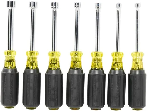 Miniatura 7 de Klein Tools 65160 Juego de herramientas, hecho en EE. UU., juego de tuercas métricas tamaños 5, 5.5, 6, 7, 8, 9 y 10 mm, ejes huecos cromados de 3