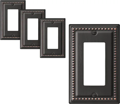 Miniatura 13 de DEWENWILS Paquete de 4 cubiertas de enchufe de metal, placas de pared de enchufe, placas de cubierta de interruptor de luz de latón antiguo, 4.92 x