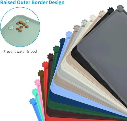 Miniatura 3 de AUDWUD - Tapete de silicona impermeable para alimentación de mascotas, antideslizante, tapete para tazón de perros para comida y agua Lake
