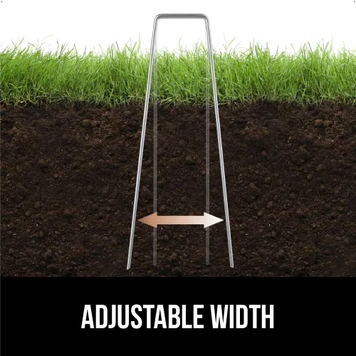 Miniatura 7 de GORILLA GRIP Paquete de 50 grapas de jardín prémium de 6 pulgadas, estacas de jardín de acero galvanizado de calibre 11, pasadores de jardinería