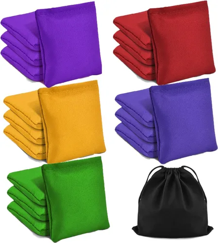 Miniatura 8 de TINDTOP Puf para lanzar (3.9 x 3.9 pulgadas, 3.5 onzas), 12 unidades de Cornhole al aire libre, juegos de lona coloridos, bolsas de frijoles