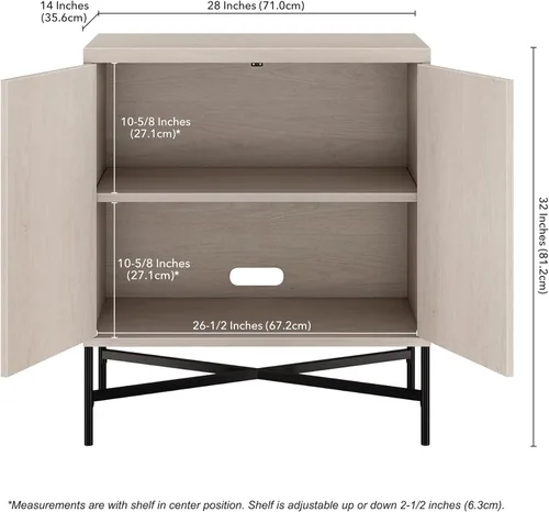 Miniatura 2 de Henn&Hart Armario estriado de 28 pulgadas, moderno aparador acanalado con 2 puertas y un estante ajustable para sala de estar, comedor, dormitorio