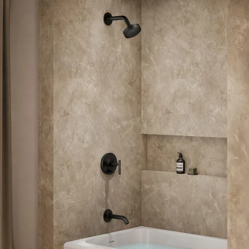 Miniatura 2 de Kohler K-T14420-4G-BL Purist Rite-Temp - Kit de molduras para bañera y ducha con manijas de palanca, 1.75 GPM, color negro mate