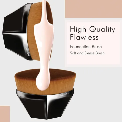 Miniatura 4 de Brochas de maquillaje Kabuki con punta plana y hexagonal para base, colorete, polvo líquido, base con estuche protector adicional (negro)