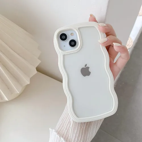 Miniatura 8 de QLTYPRI Funda compatible con iPhone 7/8/SE, bonita funda transparente con marco ondulado rizado para niñas y mujeres, funda protectora de TPU