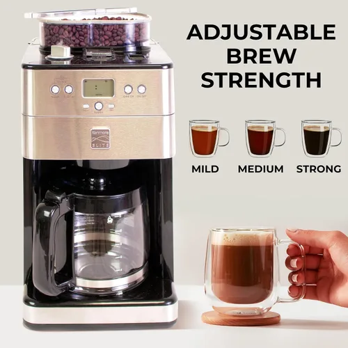 Miniatura 3 de Kenmore Elite Cafetera de Moler y Preparar – Molinillo integrado, máquina automática de café por goteo, cafetera programable de 12 tazas, molinillo