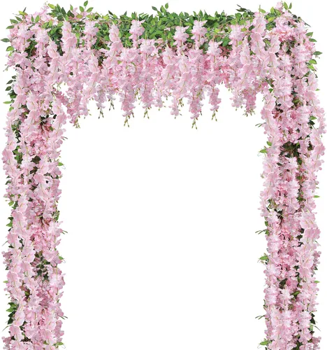 Miniatura 17 de U'Artlines 10 Piezas 7.2 Pies/Pieza Guirnalda de Glicina Artificial de Seda Flores de Glicina Negra Falsas Follaje Colgante Vides Guirnaldas