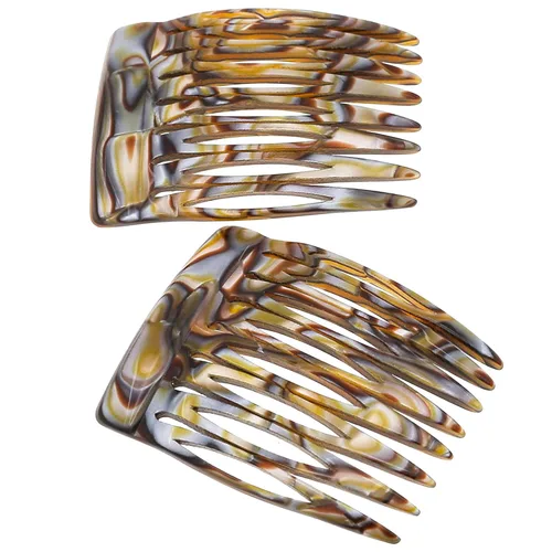 Camila Paris CP2332/2 Peine lateral francés hecho a mano ónix, pequeño trenzado decorativo para el cabello, clips de sujeción fuerte para mujeres