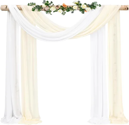 Miniatura 29 de Tela para Drapeado de Arco de Boda, 4 Paneles de 28" x 20 pies Rosa, Cortinas de Arco de Boda para Ceremonia, Cortinas de Tela de Gasa, Drapería