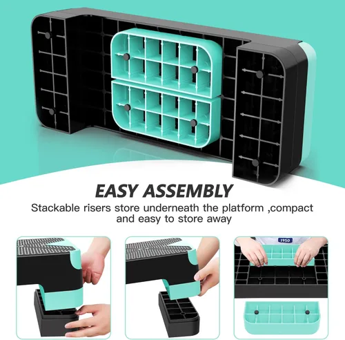 Miniatura 5 de GYMMAGE Escalón de ejercicio aeróbico, escalón aeróbico ajustable para ejercicio, plataforma de entrenamiento para escalonar, plataforma de pasos