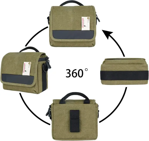 Miniatura 5 de Besnfoto Bolsa de cámara pequeña sin espejo, bolsa de hombro para cámara impermeable, bonita bolsa de mensajero compacta para mujeres y hombres