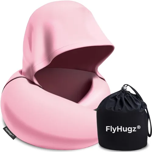 Miniatura 7 de FlyHugz® Almohada de viaje con capucha 2.0 – Versión original 2026 – Almohada de cuello de espuma viscoelástica con capucha ajustable y funda Gris