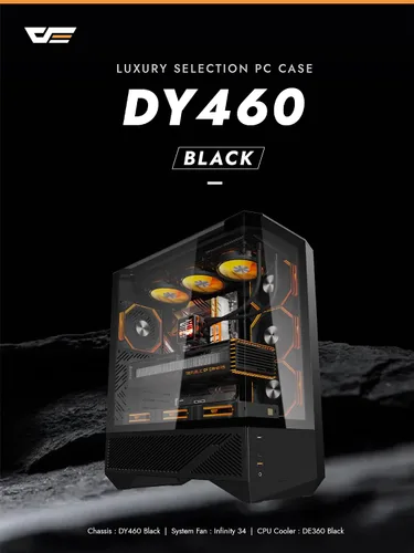 Miniatura 2 de darkFlash DY460 ATX Caja de PC Gaming Full-Tower, alto flujo de aire, 4×ventiladores ARGB PWM incluidos, vidrio templado de vista completa de 330°