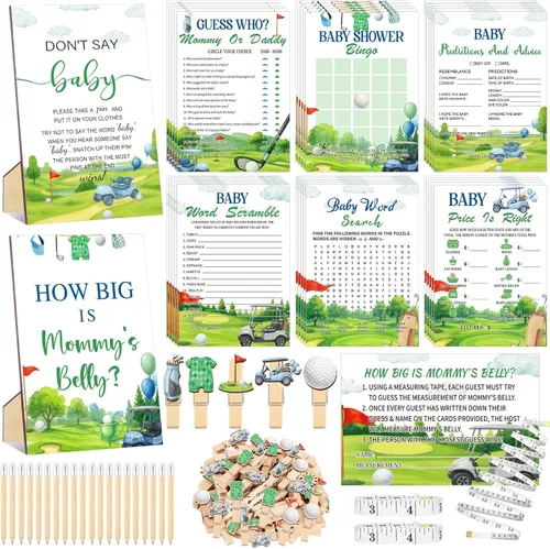 Miniatura 10 de Funnymoom 426 Piezas Juego de Juegos para Baby Shower de Papel Kraft - 8 Juegos, Incluye Bingo de Baby Shower, El Precio Correcto, Adivina Quién