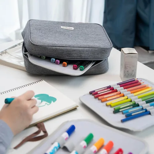 Miniatura 6 de Estuche organizador grande para lápices, tamaño XXL, capacidad extra grande, multifuncional, impermeable, portátil, para artistas, oficina, funda