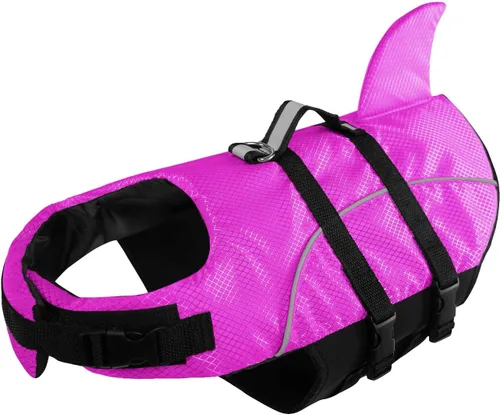 Miniatura 7 de Chaleco salvavidas para perros Ripstop, chaleco salvavidas de tiburón para perros, salvavidas de seguridad con alta flotabilidad y asa de elevación