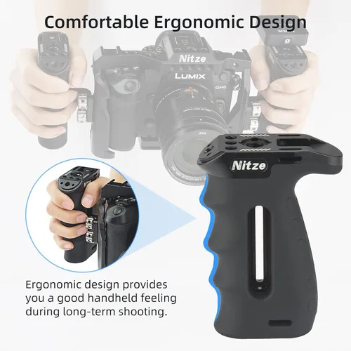 Miniatura 3 de Nitze Mango lateral ergonómico con tornillos de 1/4 pulgadas, ajustable arriba/abajo e izquierda/derecha, mango lateral de aluminio de goma