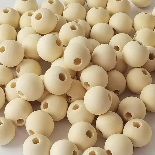 100 cuentas de madera natural de 0.984 in, cuentas espaciadoras de madera sin terminar de 1 pulgada, bolas redondas para hacer manualidades,
