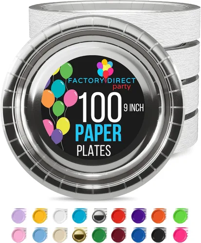 Miniatura 55 de Exquisite Party Solids - Platos desechables de papel amarillo de 7 pulgadas, para fiestas, 100 unidades, resistentes, 350 GSM, suministros
