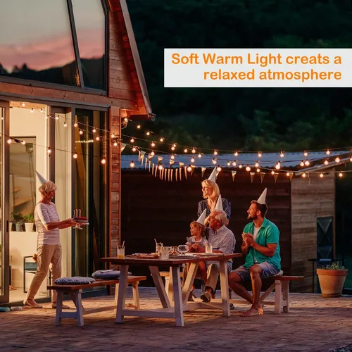 Miniatura 6 de DGE - Cadena de luces LED exteriores, impermeable e inastillable IP65, adorno de patios, jardines, glorietas, porches, luz blanca tenue