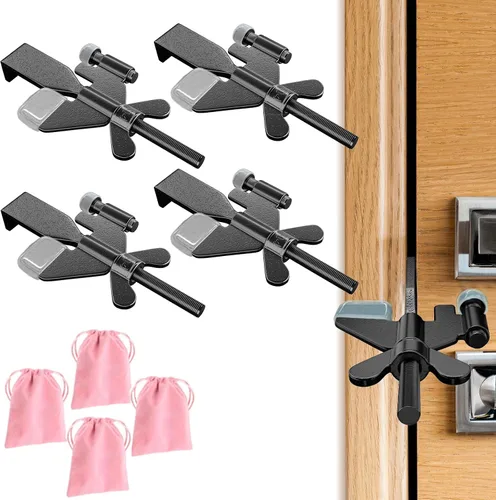 Miniatura 10 de Paquete de 1 cerradura de puerta portátil ajustable, cerraduras de puerta de hotel para viajeros, prevención de entrada no autorizada, tapones