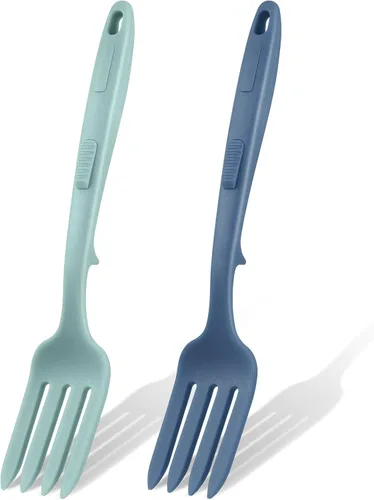 Miniatura 8 de Mixweer 2 tenedores flexibles de silicona de 11.6 pulgadas, resistente al calor, tenedor de cocina grande antiadherente para mezclar ingredientes