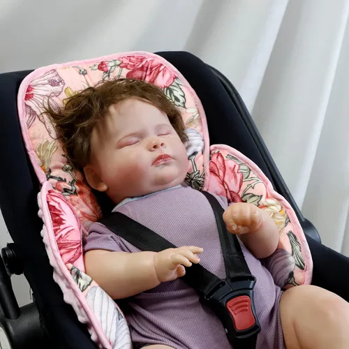 Miniatura 6 de Almohada de apoyo para la cabeza del asiento de automóvil infantil rosa, inserto reversible 2 en 1, cojín suave para cochecito, columpio, gorila