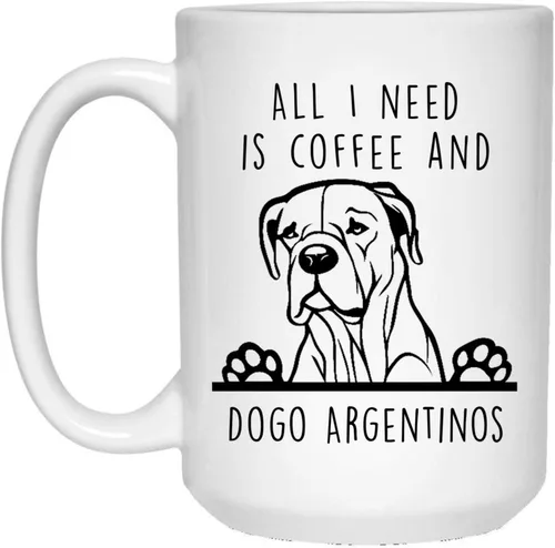 I Love Coffee And Dogo Argentino Peeking Funny Gifts For Dog Mom Christmas 2026 Gifts White Coffee Mug White 15oz