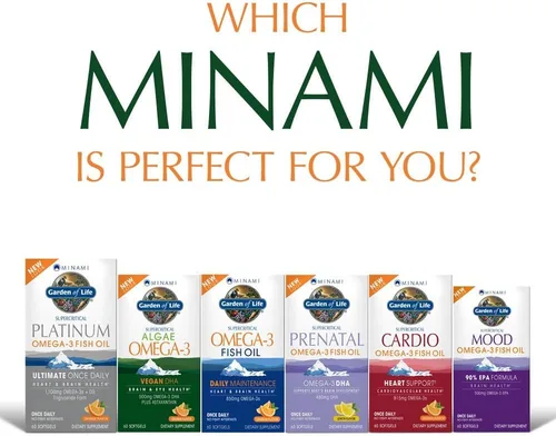 Miniatura 4 de Garden of Life Minami Algae Omega 3 DHA vegano para la salud cerebral y ocular - Sabor naranja, 500 mg de aceite de algas vegano DHA Omega-3 a base