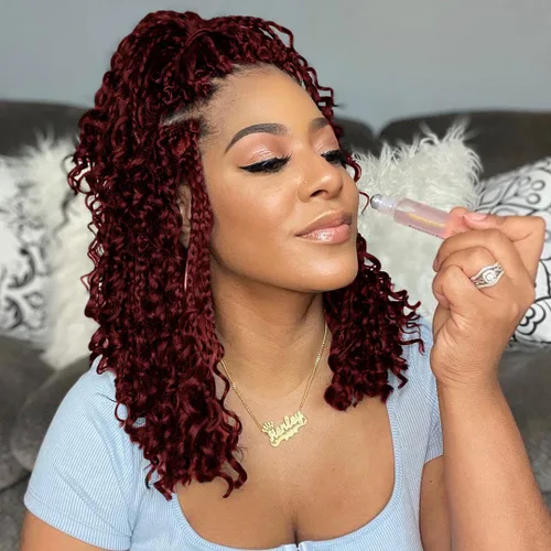 Miniatura 7 de Wodun Extensiones de cabello de ganchillo Goddess de 14 pulgadas, trenzas de caja con extremos rizados 3X estilo bohemio, extensiones de cabello