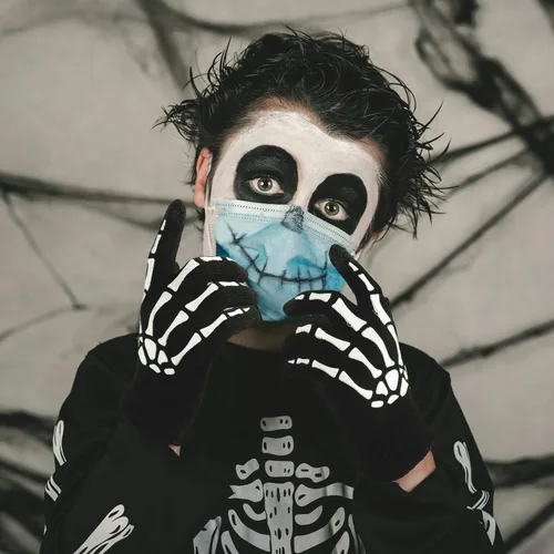 Miniatura 6 de Cooraby 3 pares de guantes de esqueleto para pantalla táctil, para Halloween, que brillan en la oscuridad, guantes de hueso de calavera de dedo